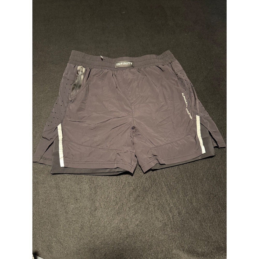 Alphalete Infinity 2-in-1 Training Shorts Black Large Mens Gym Athletic Running
